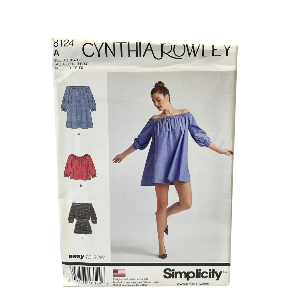Simplicity 8124 Misses Romper Mini Dress Top Off Shoulder Sizes 6-24 Easy Sew